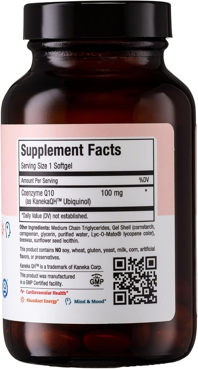 Maxi Health CoQ10 Ubiquinol 100mg – Dietary Supplement for Cardiovascular & Cellular Energy – 60 Softgels