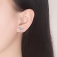 thumbnail image 4 of Aretes de Plata 925 para Mujer, Aretes Pequeños Abiertos con Estrellas Personalizados y a la Moda, Incrustados con Diamantes, Plata, 4 of 8