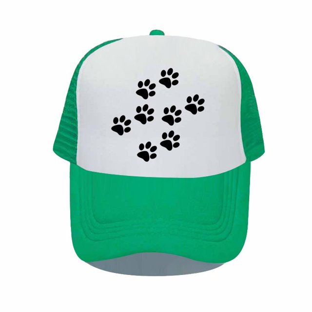 Spring Summer Dog Cat Paw Printed Hip Hop Hat Cute Animal Foot Mesh Trucker Hats Creature Pet Shop Gifts Paw Snapback Caps YP04956-60cm for adult Gao Jinjia LED