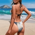 thumbnail image 5 of Uourmeti Women's Halter Neck Triangle Bikini Set - Marble Print with Gold Veins, Tie Side Bottoms for Beach & Pool Vacations - Quick Dry, Stretchy Swimwear, 5 of 9
