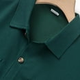 thumbnail image 4 of Wyobmus Mens Waffle Knit T Shirts Solid Color Casual Short Sleeve T-Shirt Button Down Outdoor Fishing Shirt With 2 Pockets Green, 4 of 5