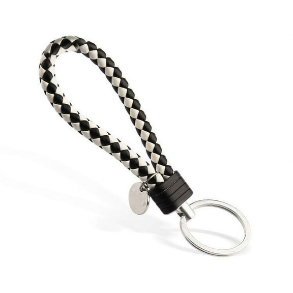 Nvzi 5PCS Keychain Braided Leather Keychain, Suitable for All Car Keychains Men's Keychain Women's Keychain (Black and White)