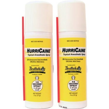 Topical Anesthetic - Hurricaine Topical Anesthetic Spray 2 oz Wild Cherry (Pack of 2)