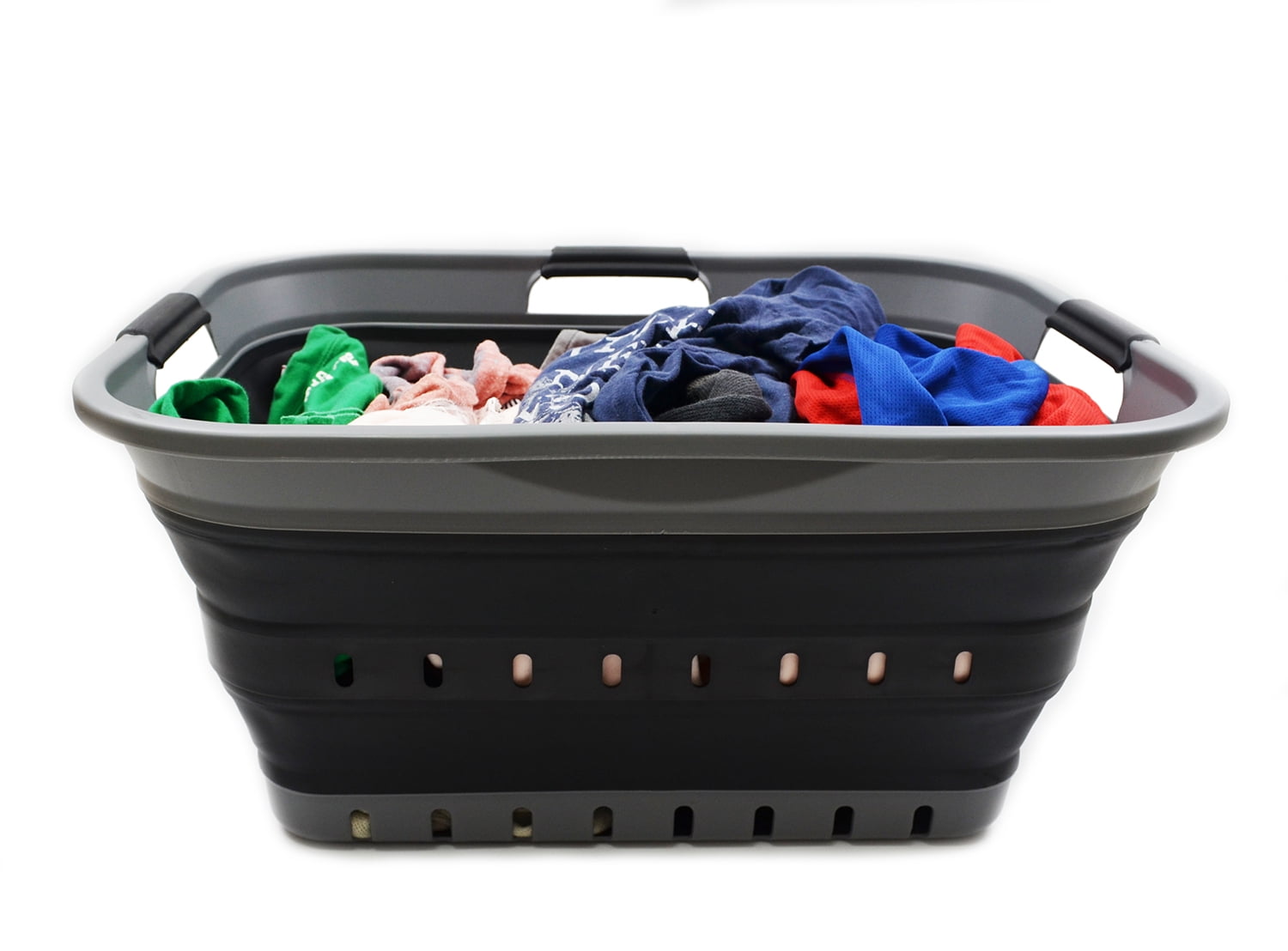 SAMMART Collapsible Plastic Laundry Basket - Foldable Pop Up Storage Container/Organizer - Portable Washing Tub - Space Saving Hamper/Basket