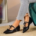 thumbnail image 5 of Women's Versatile Flat Mary Janes Summer 2026 Cute Bow Pointed Toe Ankle Strap Slip-On Flats Comfortable Lightweight Casual Dress Shoes Black 6, 5 of 9