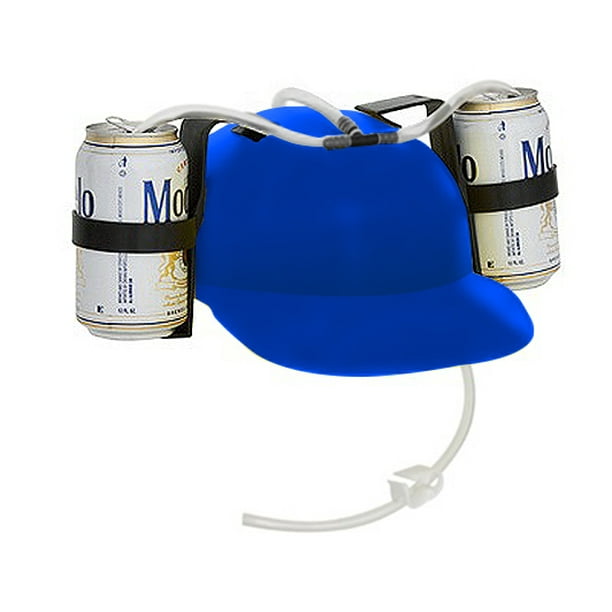 Beer & Soda Guzzler Helmet Drinking Hat By EZ Drinker (Blue