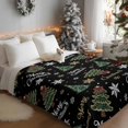 thumbnail image 3 of Merry Christmas Flannel Blanket for Bed,Travel and Camping, Christmas Trees Xmas Winter Snowflakes Stars Black Super Soft Cozy Blanket for All Seasons 40"x60", 3 of 9