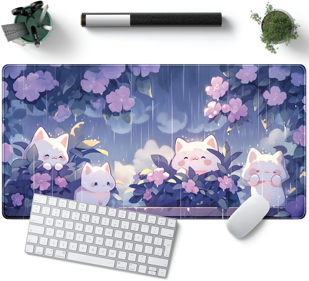 Desk Mat XXL Mouse pad, Pink Rose Gold Leopard Print Office Supplies and Accessories Decor for Women 31.5X15.75in,Stitched Edges Smooth Non-Slip Bottom, Large pad
