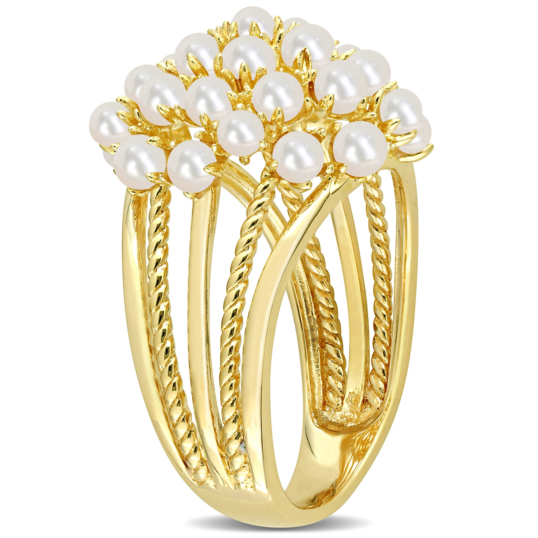 Everly Women's Cultured Pearl Yellow Gold Plated Ring
