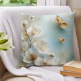 thumbnail image 3 of Pillow Covers 16x16 Set of 2, White Golden Floral Throw Pillow Covers Decorative Couch Cushion Cover, Farmhouse Butterflies Ombre Romantic Microfiber Soft Pillowcases for Bedroom Living Room Sofa, 3 of 9