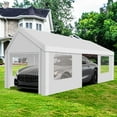 thumbnail image 5 of COBIZI Carport 12'x20' Large Heavy Duty Car Tent with Powder-Coated Steel Frame, Portable Garage with Removable Sidewalls & Doors, Car Canopy with All-Season Tarp for Outdoor Party, Birthday, White, 5 of 10