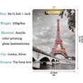thumbnail image 4 of FMSHPON Stylish Eiffel Tower Paris in Monochrome Style Clipboard Hardboard Wood Nursing Clip Board and Pull for Standard A4 Letter 13x9 inches, 4 of 6