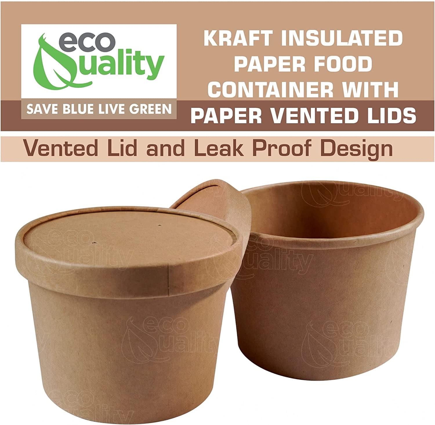 Disposable Kraft Paper Soup Containers with Plastic Lids - Kraft Paper –  EcoQuality Store