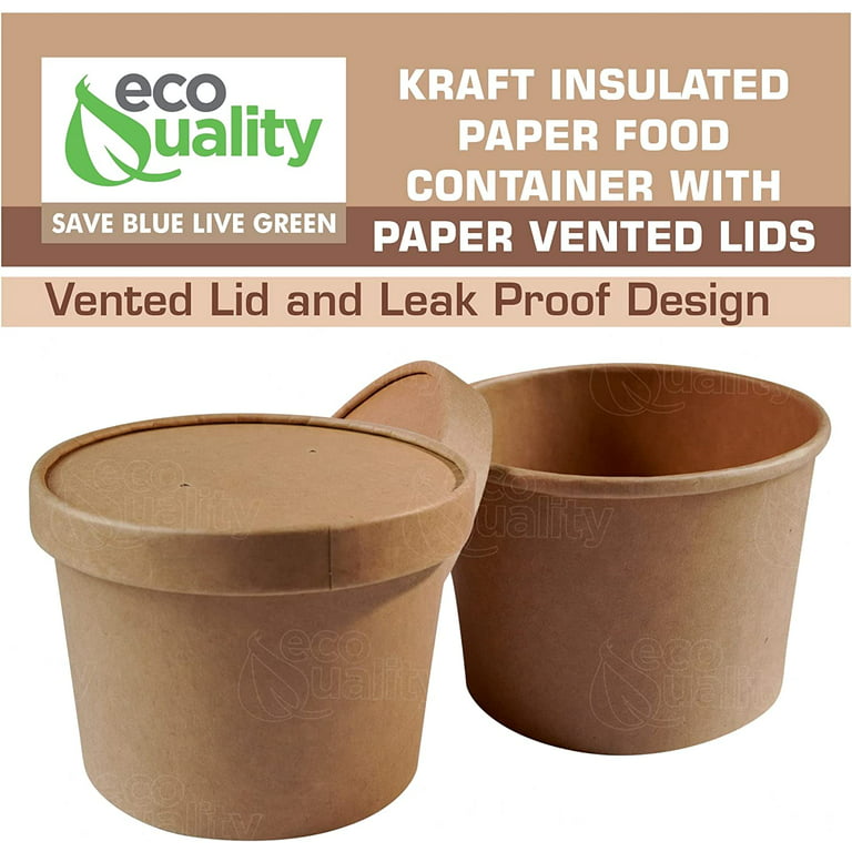 16oz Disposable Kraft Paper Soup Containers with Vented Lids Food