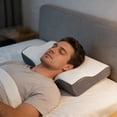 thumbnail image 2 of MTBLYS Neck Support Pillow Contoured Design Slow Rebound Foam Core 30X50Cm Removable Washable Cover Home Bedroom Dormitory Light Blue Gray, 2 of 7