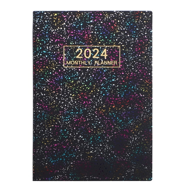 Planificador Semanal 2024 - Planificador 2024 de Enero de 2024 a Diciembre de 2024, Planificador de Calendario Mensual 2024, 20,6x14,5 cm,Negro