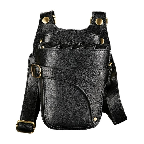 Cinturón porta tijeras para barberos, peluquería, bolsa de peluquería Negro