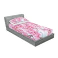 thumbnail image 2 of Ambesonne Floral Fitted Sheet & Pillow Sham Set, Japanese Sakura Flowers, Twin, Pale Pink, 2 of 2