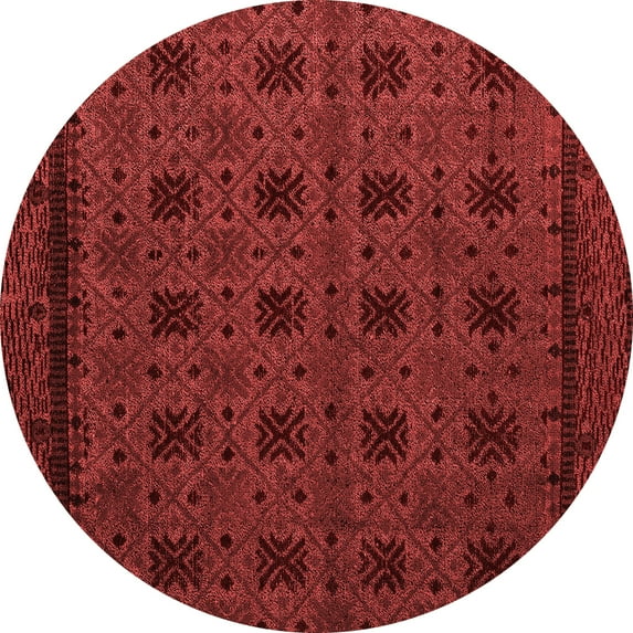 Ahgly Company Indoor Round Abstract Red Modern Area Rugs, 3' Round