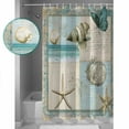 thumbnail image 3 of Small Stall Shower Curtain 48x72 Inch Narrow Half Size Coastal Bath Curtains Bathroom Decor Summer Beach Nautical Conch Starfish Butterfly Waterproof Fabric Shower Curtain Set with Hooks 48 Inch, 3 of 6