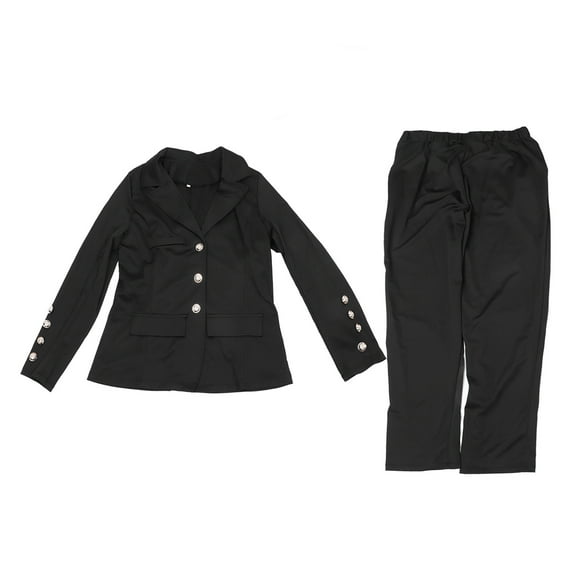 Women Jacket Pants Business Suit Slim Fit Comfortable Breathable Solid Color Office Work Suit Set Black M