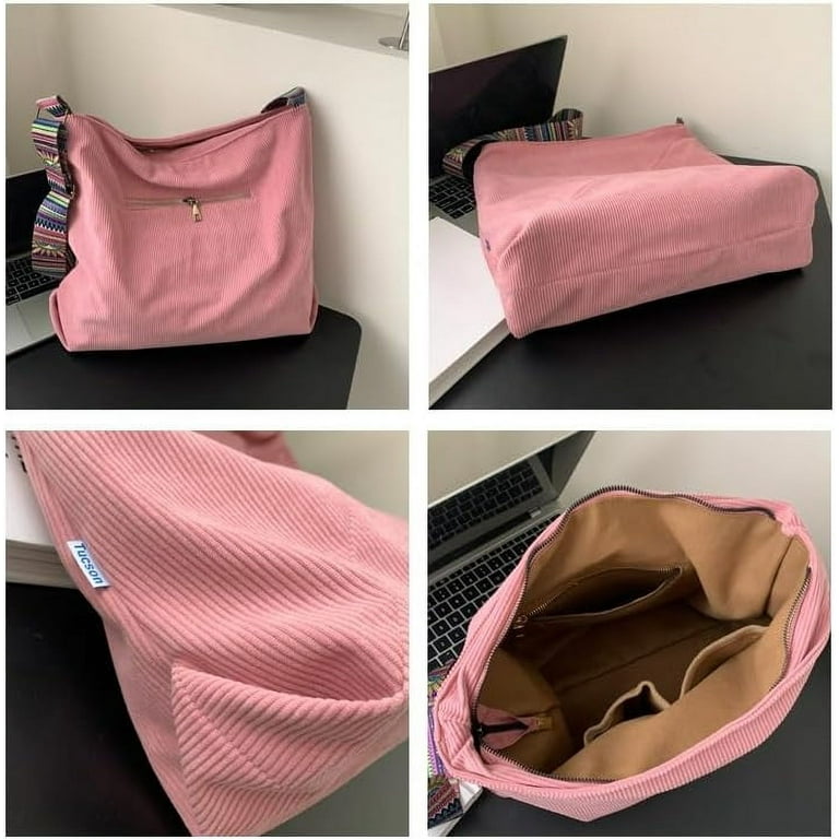 LinYooLi Women Corduroy Tote Bag Large Crossbody Hobo Bag