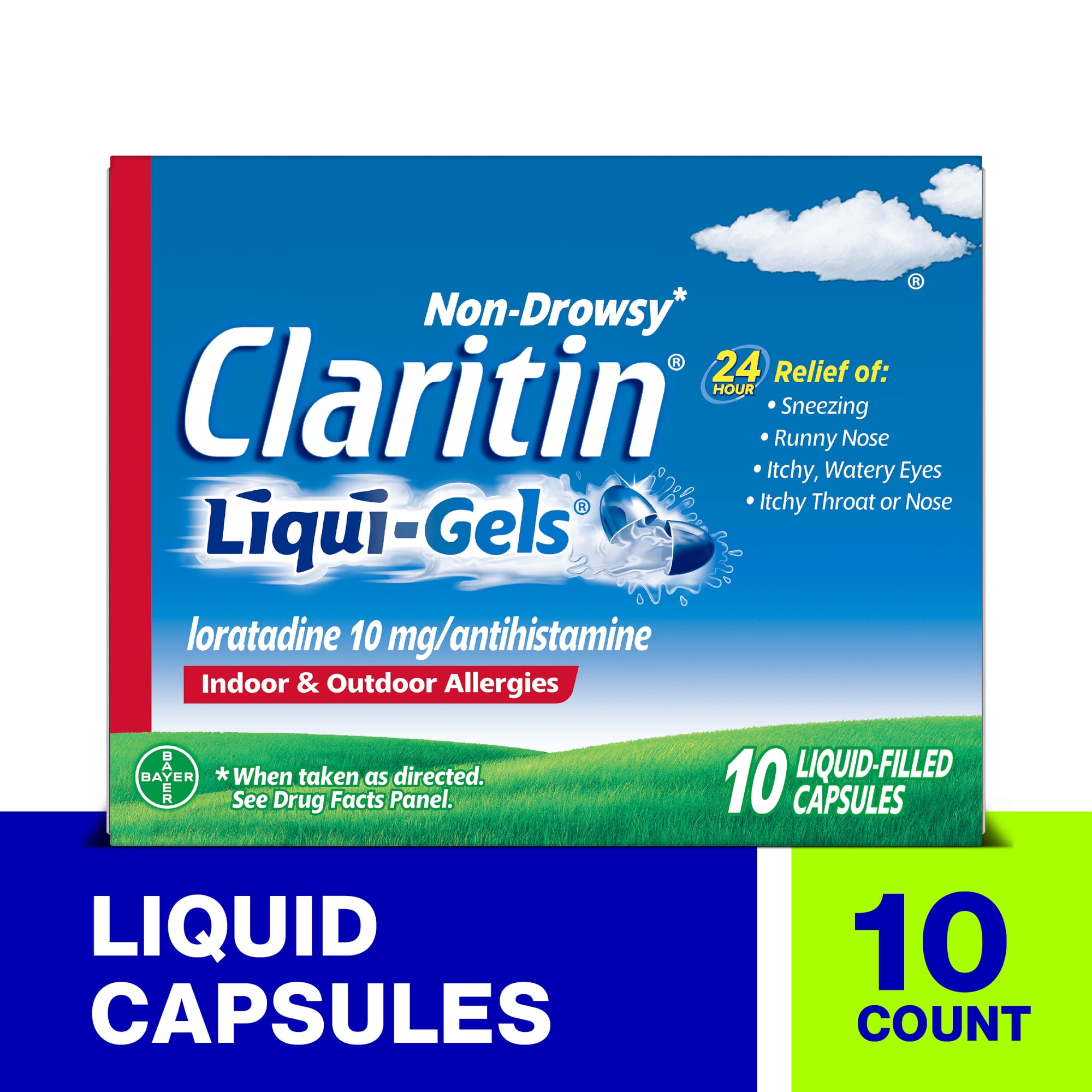 Claritin Liqui-Gels 24 Hour Non-Drowsy Allergy Medicine, Loratadine Antihistamine Capsules, 10 Ct