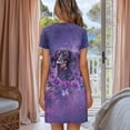 thumbnail image 2 of FKELYI Women Pajama Dress Vintage Purple Floral Dachshund Dog Print Button Down Nightgowns Sleepwear Dress Breathable Nightdress Short Sleeve House Dress for Summer Spring Nightwear Dress, L, 2 of 6