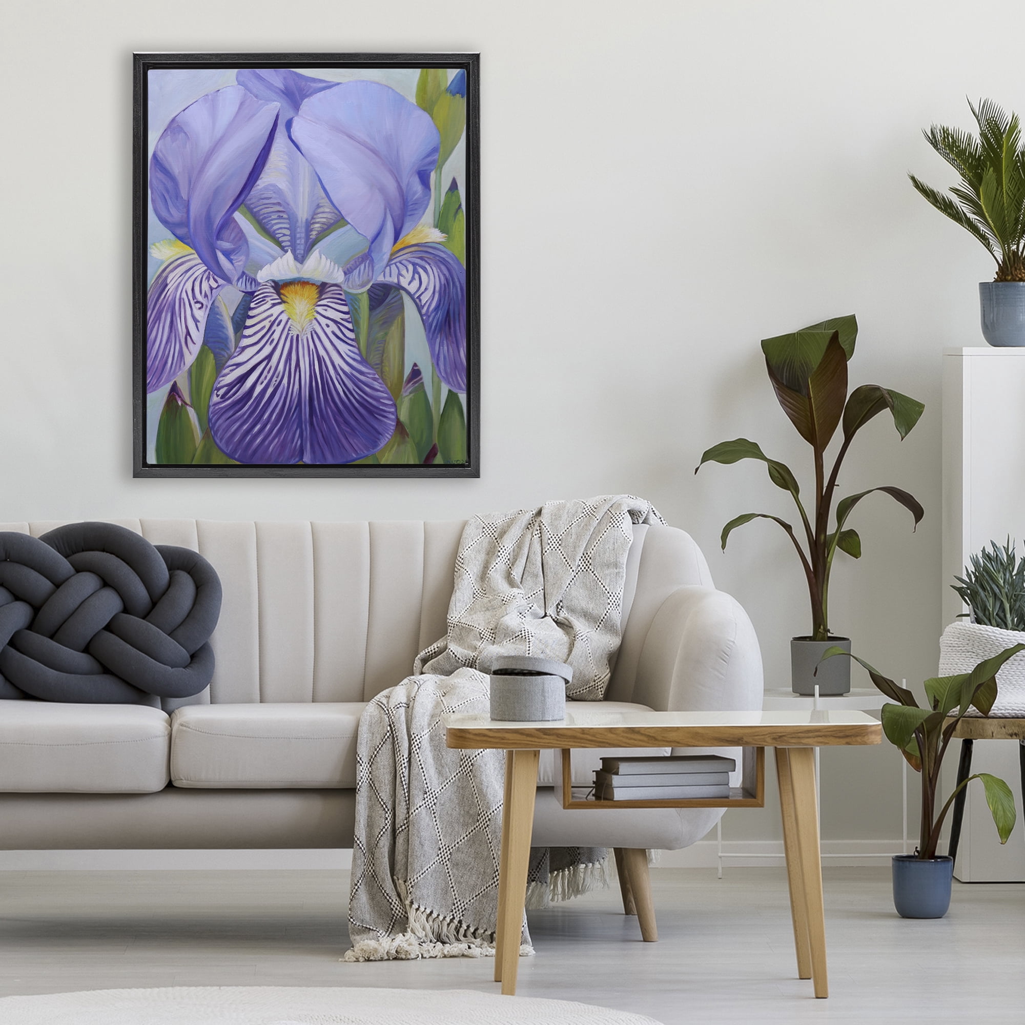 Stupell Industries Blooming Purple Iris Petals Black Framed Floater Canvas Wall Art, design by Violeta Vollmer
