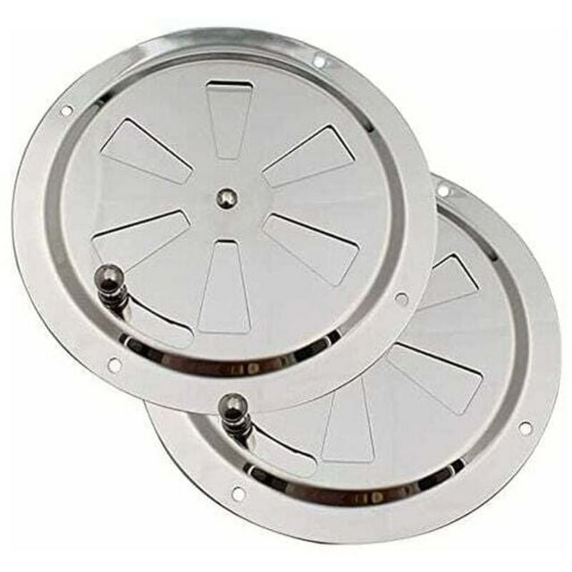 Grille de Ventilation Ronde, Grille d'aération 125 mm en Acier Inoxydable Conduit Moustiquaire Grille D'évacuation Air Entrant Air Evacué Ventilation Volets Réglables et Moustiquaire, 2 pièces
