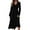 Black, variant on Women's Autumn Winter Casual V-Neck Long Sleeve Solid Color Long Dress, Red, Size L