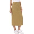 thumbnail image 4 of INSPIRE CHIC Denim Skirt for Women Elastic Waist Split Back Pockets Maxi Length Long Jean Skirts L Khaki, 4 of 6