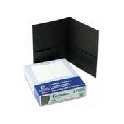 Oxford Twin-Pocket Folder, Embossed Leather Grain Paper, 0.5" Capacity, 11 x 8.5, Black, 25/Box