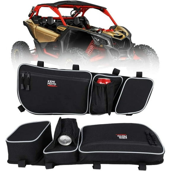 KEMIMOTO UTV Side Front Door Storage Bags w/ Knee Pad For Can Am Maverick X3 2017-2022 2023 Turbo R