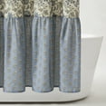 thumbnail image 4 of Lush Decor Lillian Block Print Linen Textured Shower Curtain Single 72" W x 72" L Blue & Sage - Vintage Floral Shower Curtains - Ruffled Bath Curtain, 4 of 7