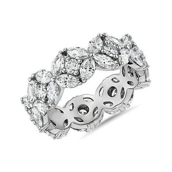 2.00 Ct Marquise Cut Natural Diamond Stylish Eternity Band for Anniversary Solid 14K White Gold Size 4