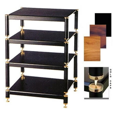 

VTI Manufacturing BL404GO-13 4 Gold Capspike Black Poles 4 Oak Shelves 13- 9- 7 in. Stand