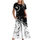 thumbnail image 1 of Puntoco Vestido De Mujer Con Cuello Redondo Y Manga Corta A Media Pantorrilla Con Bolsillos Dobles Y Estampado Floral Vestido De Manga Corta Con Cuello Redondo Negro Xl,Regalos Para Mujer Joven, 1 of 4