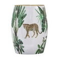 thumbnail image 2 of 18 Inch Ceramic Accent Table, Drum Shape, Tropical Print, White, Green- Saltoro Sherpi, 2 of 5
