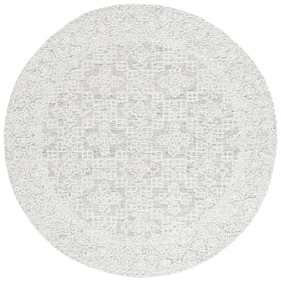 SAFAVIEH Ebony Adam Floral Area Rug, Grey/Ivory, 6' x 6' Round