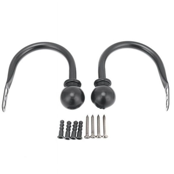 Set of 2 Metal Decorative Curtain Hold Backs, Wall Mounted Window Drapery Tiebacks for Bedroom, Livingroom, Office Come with Screws, Black
