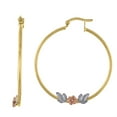 thumbnail image 2 of Auriga 14k Gold Tri-Color Flower Leaf 39.9mm Huggie Hoop Earrings For Women, 2 of 4