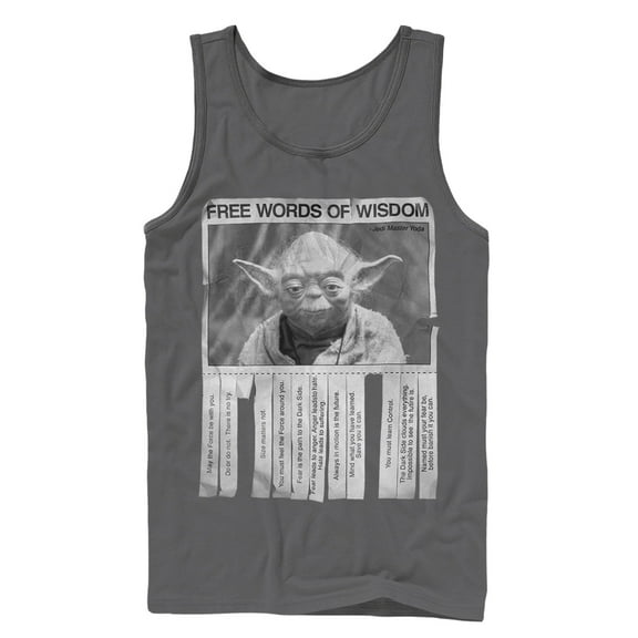 Men's Star Wars Yoda Words of Wisdom Tank Top Charcoal Medium