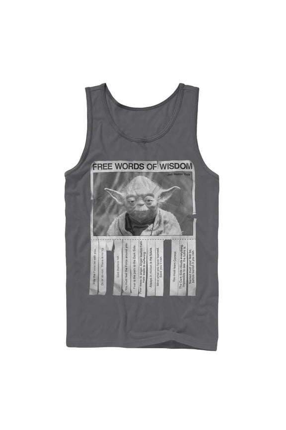 Men's Star Wars Yoda Words of Wisdom Tank Top Charcoal Medium