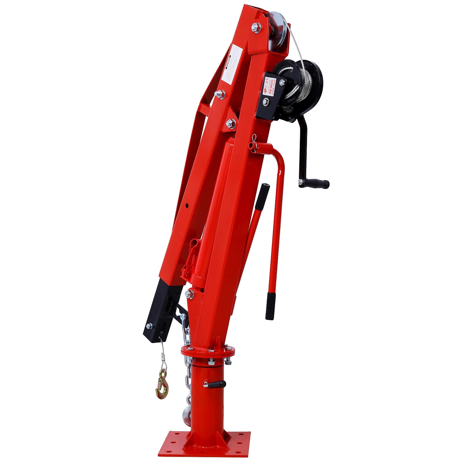 Hydraulic Pickup Truck Crane with Hand Winch, 2000LB Capacity Adjustable Boom Hoist with 360° Rotation