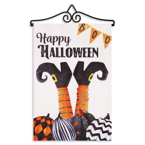 G128 Double-Sided Halloween Garden Flag 12"x18" with 14" Garden Flag Hanger Holder Outdoor