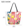 thumbnail image 5 of FORMRS Womens Canvas Tote Bag with Zipper Inner Pocket Shoulder Handbag, Red Striped Lemon, 5 of 7