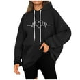 thumbnail image 5 of WRKEKC Sweatshirts for Women Winter Heart Print Casual Loose Hooded Sweatshirt with Pocket Drawstring Long Sleeve Fall Outerwear, 5 of 5