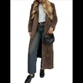 thumbnail image 1 of Chaquetas de Gamuza para Mujer, con Solapa, Botones y Cinturón, Estilo Vintage, para Otoño e Invierno, Abrigo para Caminar Café S, 1 of 10