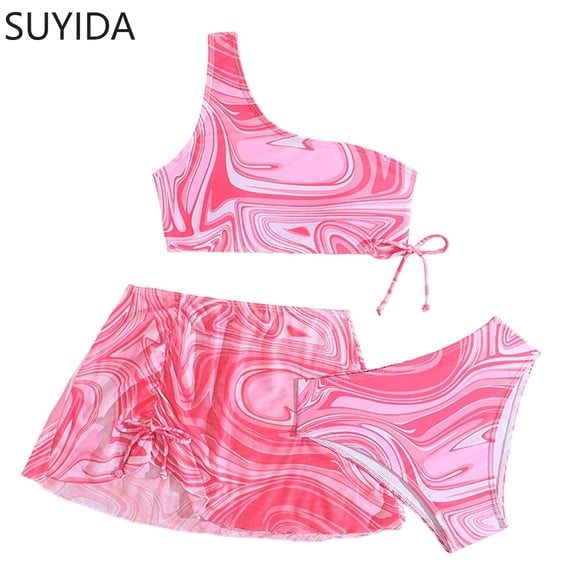 Girls Swimsuit Size 6 Cutout Girls' Bikini Sets Tie-Straps Girls Tankini Swimsuit 3 Piece Ruched Color Block Girls Dress Up Clothes